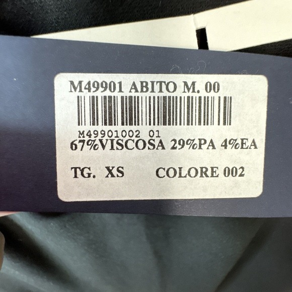 Ferrante Italian Dress Sz XS Rhinestone Detail Black Viscose Made In Italy NWT - Picture 9 of 15